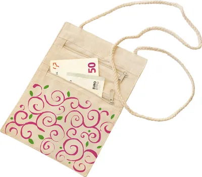 Produktbild von EDUPLAY 230047 Umhängegeldbeutel Brusttasche mit zwei Fächern, Baumwolle, 14 x 17 x 0,3 cm, ohne Motiv ideal zum bemalen, natur