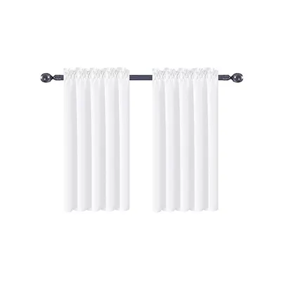 Produktbild von 2er Set Vorhänge Blickdicht Wasserdicht Scheibengardinen Kurz Vorhang Stangendurchzug für Küche Wohnzimmer Schlafzimmer, B84xH61cm