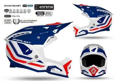 Produktbild von UFO Motocross Helm Echus XL 2024 Blau-Weiß-Orange ECE 22R06