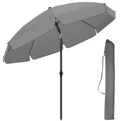 Immagine prodotto di Ombrellone da giardino - Ombrellone parasole - Raggio 1,85 m - Protezione UV - Inclinabile - Portatile - Borsa per il trasporto - Grigio