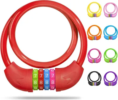 Produktbild von Fahrradschloss für Kinder 10 x 650MM Zahlenschloss Rot anti-Diebstahl Toy/Auto Fahrrad-Schloss SPGOOD