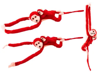 Produktbild von Leantoys Maskottchen Plüschaffe mit Baby, rot 70 cm