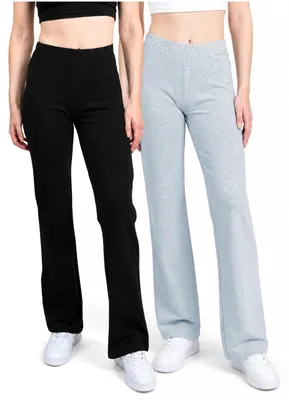 Produktbild von SES Flared Leggings Damen Baumwolle 2er-Pack Hellgrau meliert/Schwarz 32/34