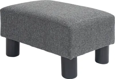 Produktbild von HOMCOM Sitzhocker Hocker mit Leinenoptik Moderner Fußhocker Polsterhocker Ottomane für Schlafzimmer, Wohnzimmer, Dunkelgrau