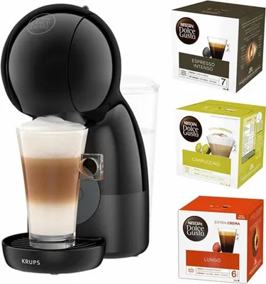 Produktbild von Krups NESCAFÉ Dolce Gusto Piccolo XS KP1A35 – Inkl. Probier-Multipack für 48 Tassen – Schwarz