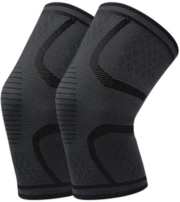 Image de Genouillère élastique - Genouillère de sport - Lot de 2 - Noir - Soutien orthopédique - Pour les déchirures du ménisque et les douleurs au genou