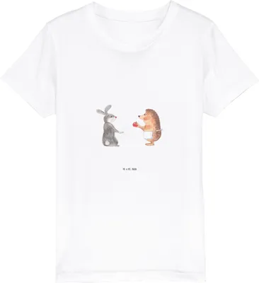 Produktbild von Mr. & Mrs. Panda Kindershirt Hase Igel 3-4 Jahre (98/104) - Weiß - Geschenk, Kleinkinder T-Shirt, Herzschmerz, Kinder Baumwoll, Baumwollshirt, Trösten, Teenager, und
