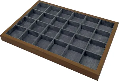Produktbild von Holz Schmucklade WildKunstleder mit 24 Fächern für Ringe Ohrringe Broschen Schmuck Aufbewahrung Präsentation Display