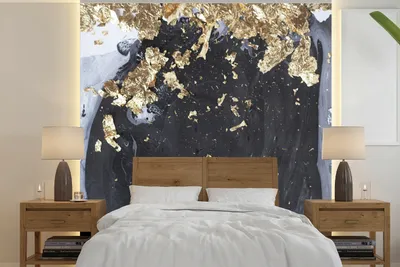 Produktbild von MuchoWow® Fototapete für Wohnzimmer oder Schlafzimmer Wandtapete Vinyl Motivtapete Marmor - Weiß - Schwarz - Gold - 240x240 cm - Schlafzimmer-Tapete
