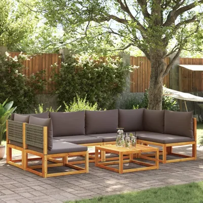 Produktbild von "Rabatt" 7-tlg. Gartensofa-Set mit Kissen Holz Akazie & Rattan - Lounge-Dining set CC10946
