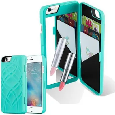 Produktbild von Cadorabo Hülle für Apple iPhone 6 PLUS / 6S PLUS in Türkis Hard Case Handyhülle Schutzhülle mit Spiegel Kartenfächern
