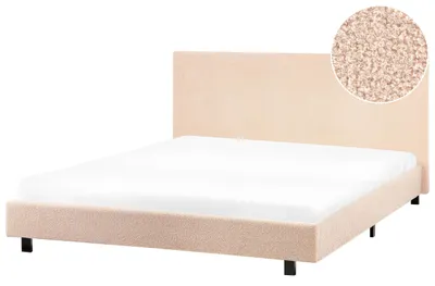 Zdjęcie produktu dla BELIANI Łóżko wodne beżowe boucle 160 x 200 cm dwuosobowe z materacem i wezgłowiem