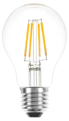 Imagen del producto de Bombilla LED de filamento, forma de bombilla, 5W, casquillo E27, transparente, 540 lúmenes, blanco cálido intenso, 2200K