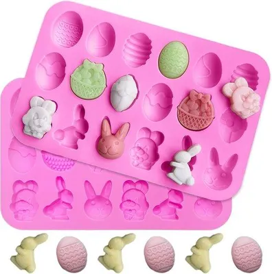 Produktbild von Silikonformen für Osterkuchen - 2 Stücke - Osterlamm und Osterhase - Kuchenform für Kekse, Schokolade, Kuchen und Seifen - Handgefertigt - Festliche Backzubehör