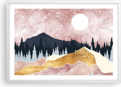 Produktbild von Gerahmtes Poster - Weißer Rahmen - Grafik Modern Landschaft - 70x50 cm - Wand Bild - Wanddeko - Wandbilder - Kunstposter - Wandposter - Bilderrahmen - Bilder - Kunstdruck - P2WAA70x50-4832