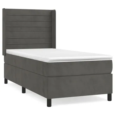 Immagine prodotto di vidaXL Letto a molle con materasso grigio scuro 90x190 cm in velluto