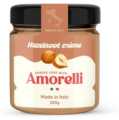 Immagine prodotto di Amorelli Crema di Nocciole 20% 190g – cremosa, aromatica, ideale da forno