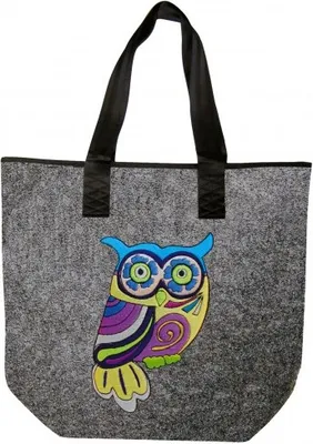 Produktbild von Filztasche mit Einstickung - EULE - Tasche Shopper Umhängetasche Bag - 26130