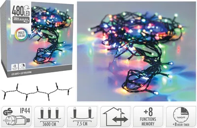 Immagine prodotto di Ghirlanda natalizia Illuminazione dell'albero di Natale OUTDOOR 480 LED multicolore 8 modalità 36 m HOMLA