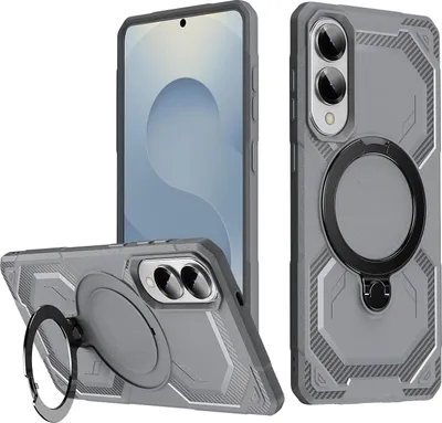 Immagine prodotto di Custodia MagSafe per Samsung Galaxy S25 Edge - Cover posteriore Phonesta IronLock con anello - Grigio
