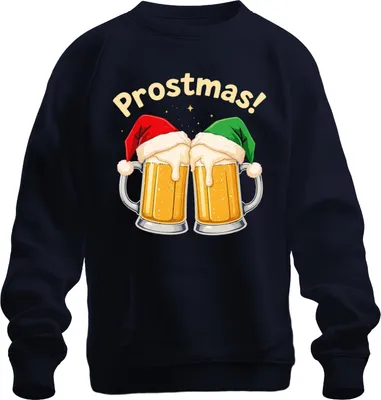 Produktbild von Prostmas Bierkrug Bier Weihnachten lustig Geschenk Party Vintage Uni Sweatshirt Pullover, Navy, XL
