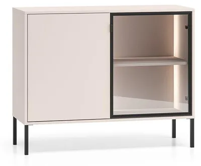 Produktbild von Buffet Paige mit 2 Türen, Kaschmir und Schwarz, 107cm