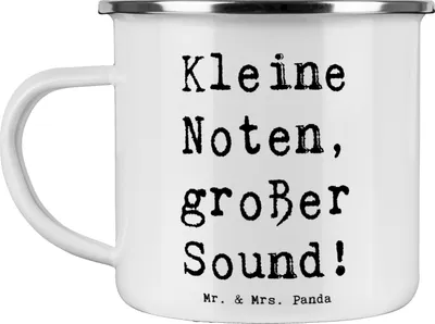 Produktbild von Mr. & Mrs. Panda Teebecher Spruch Bassklarinette Sound - Weiß - Geschenk, Musiker, Musik, Musikinstrument, Emaille Tasse, Blechtasse, Instrument, Teetasse, Pott, Lernen