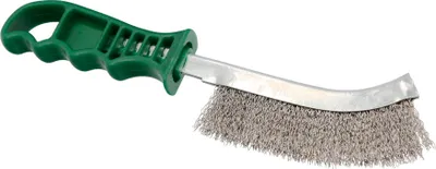 Image de Brosse en acier inoxydable Poignée verte 25 cm. Pinceau Enlèvement de rouille, Peinture, Polissage De Métaux.