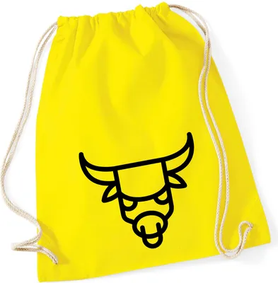 Produktbild von Huuraa Turnbeutel Stier Sternzeichen Symbol 12 Liter Yellow Baumwolle Rucksack Geschenkidee