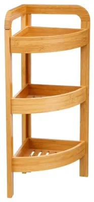 Zdjęcie produktu dla Półka narożna Półka do łazienki - 3 poziomy - 23 cm - Bambus