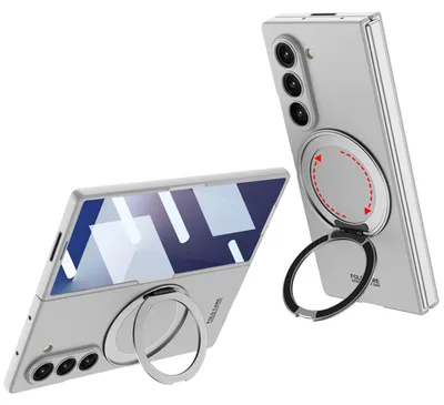 Image de Pour Samsung Galaxy Z Fold7 5G GKK Housse ultra fine avec anneau 360 degrés Argent
