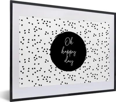Produktbild von MuchoWow® Gerahmtes Poster Zitate - Text - Oh happy day - Glück 40x30 cm - Poster mit Schwarzem Bilderrahmen Wandposter Rahmen Foto Bilder - Bilderrahmen - Poster im Rahmen