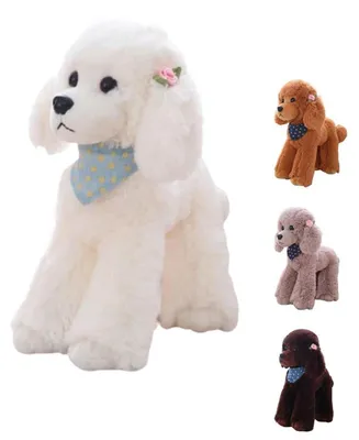 Productafbeelding van Pluche poedel, knuffel, hond, met sjaal, 23 cm, wit
