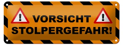 Produktbild von Blechschild Hinweis 27x10 cm Vorsicht Stolpergefahr Ausrufezeichen Dekoration