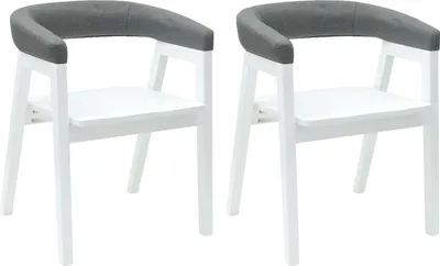 Image de vidaXL Chaise de salle à manger 2 pcs Blanc 54 x 57 x 73 cm Bois massif de caoutchouc