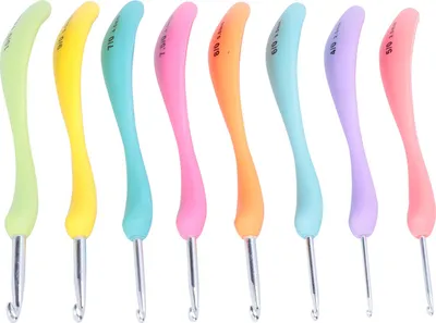 Obrázek produktu pro 8 háčků, ergonomický design rukojeti, pletací nástroj, vícebarevný, hliník, pletený, pro ruce postižené artritidou