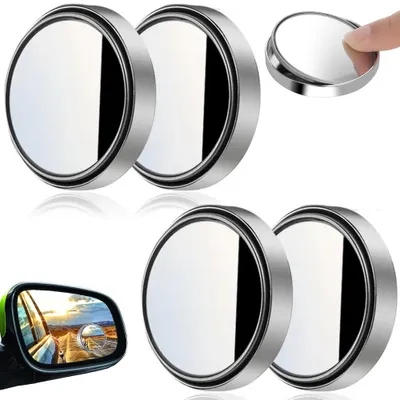 Produktbild von Totwinkelspiegel Auto – 4 Stück – 50 mm – HD Weitwinkelspiegel – Zusatzspiegel für Seitenspiegel – 360° drehbar – Selbstklebend – für Pkw, SUV, Lkw