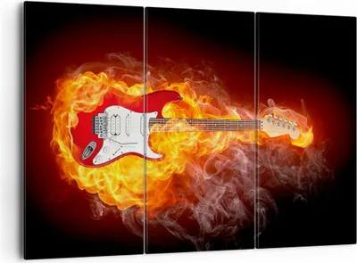 Produktbild von Bild auf Leinwand - Leinwandbild - Flammen Gitarre Instrument - 165x110cm - Wand Bild - Wanddeko - Leinwanddruck - Bilder - Kunstdruck - Wanddekoration - Leinwand bilder - Wandkunst - CE165x110-0196