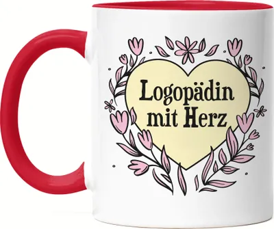 Produktbild von Logopädin mit Herz Tasse Rot  Geschenkidee Zum Danke Sagen Beste Logopädin