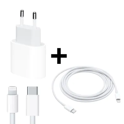 Produktbild von Apple 20W USB-C Power Adapter & 2M Lightning Kabel Ladegerät für iPhone 14 13 12 11 X Pro Max