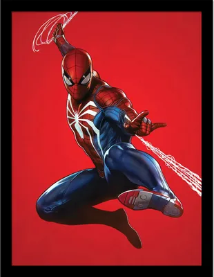Produktbild von Spider-Man - Gerahmtes Poster "Red Background" PM8541 (40 cm x 30 cm) (Rot/Blau/Weiß)
