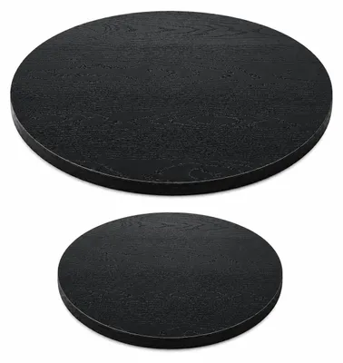 Produktbild von 2er Set runde Tischplatten 70 cm 50 cm schwarze Holzmaserung, KI-generiertes Bild