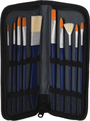 Produktbild von Pinselset für Gouache in Aufbewahrungstasche. 10 Stück.