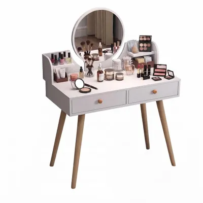 Obrázok produktu pre Kozmetický stolík so zrkadlom na líčenie biely veľký so zásuvkami v podkroví 80 cm