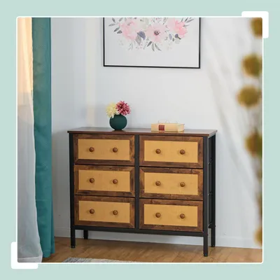 Image de Commode 6 tiroirs style rotin