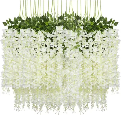 Produktbild von 24 Stück Künstliche Blumen Fake Glyziniengirlande Blumengirlande Hängende Blauregen Seidenblumen für HeimNachbildungation Hochzeiten Hause Garten Party