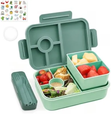 Produktbild von PromoHome® Lunchbox mit 5 Fächern – 1300 ml Auslaufsichere Bento Box für Kinder und Erwachsene – Geeignet für Mikrowelle und Spülmaschine
