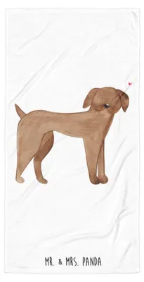 Produktbild von Mr. & Mrs. Panda Handtuch Hund Dogge - Weiß - Geschenk, Badehandtuch, Strandtuch, Strandlaken, Hunde, Duschtuch, Duschhandtuch, Sprüche, Herz, Deutsche