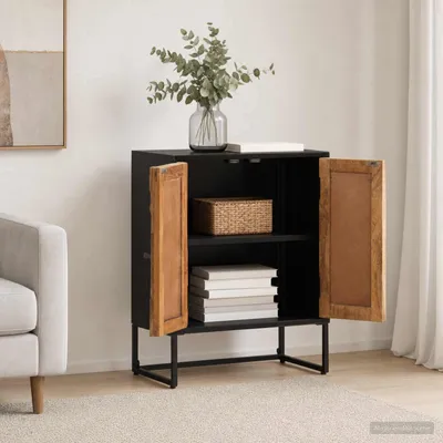Image de vidaXL, meuble de rangement, 53 x 30 x 70 cm, en bois massif et bois composite