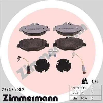 Produktbild von ZIMMERMANN Bremsbeläge Satz Vorne Bremsklötze passend für MERCEDES-BENZ E-Klasse Limousine (W211) 23743.900.2